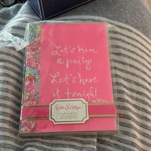 Lilly Pulitzer Pink Floral-Trim Notebook Set